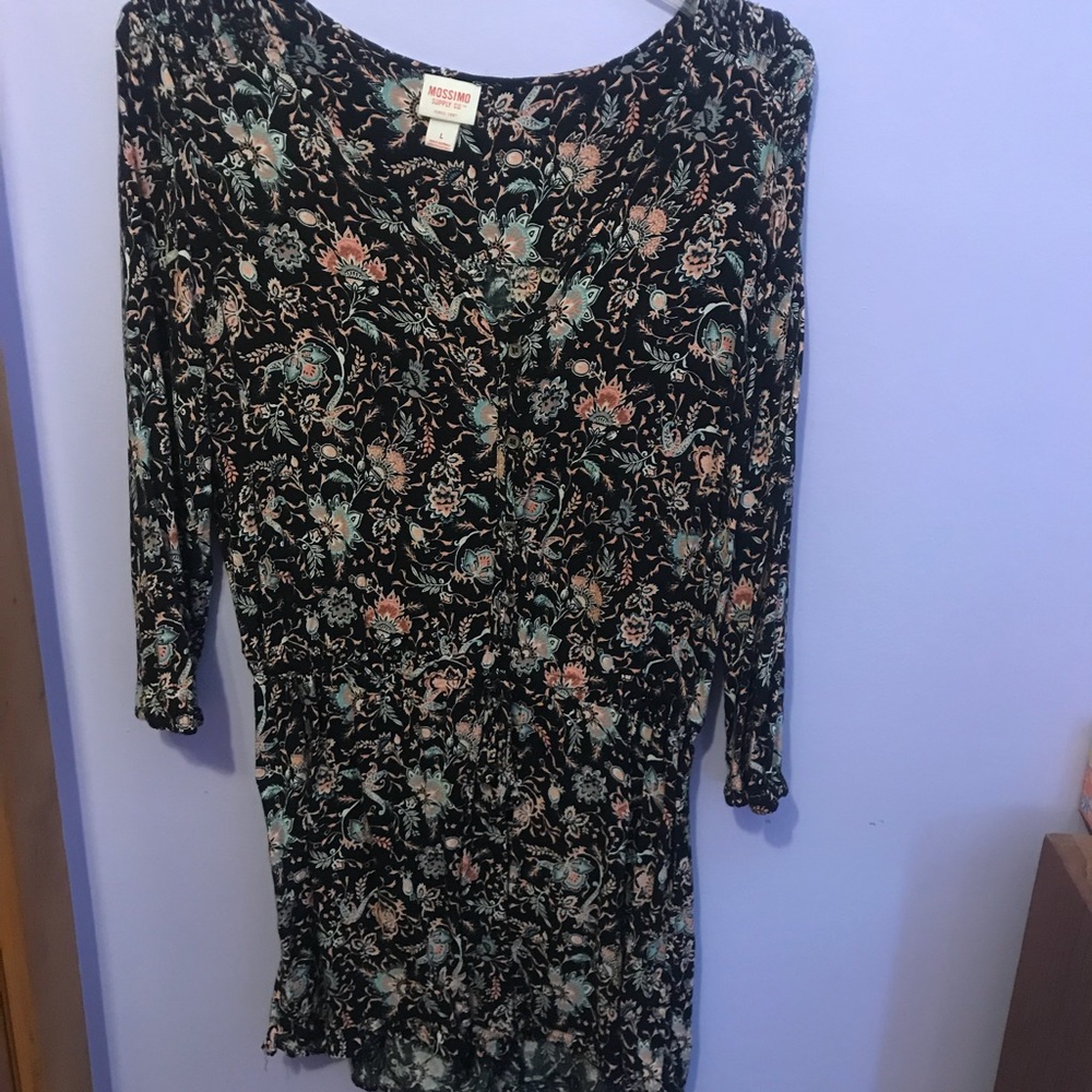 Black printed 3/4 sleeve romper